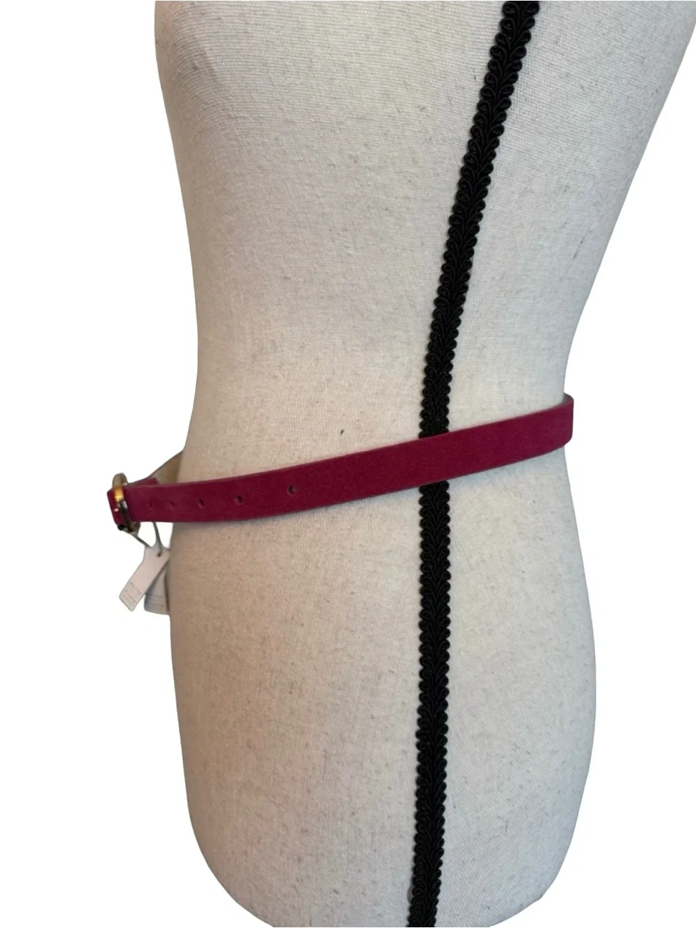 White House Black Market XS Pink Leather Belt Gold Circle Buckle NWT $44